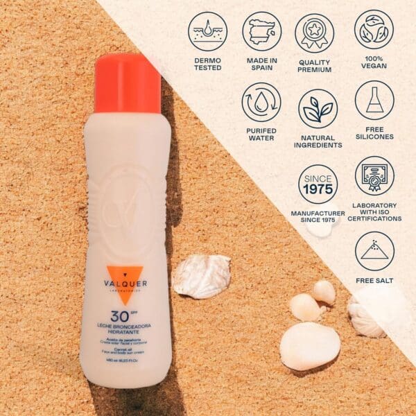 Leche hidratante bronceadora de zanahorias facial y corporal SPF 30 - 480 ml